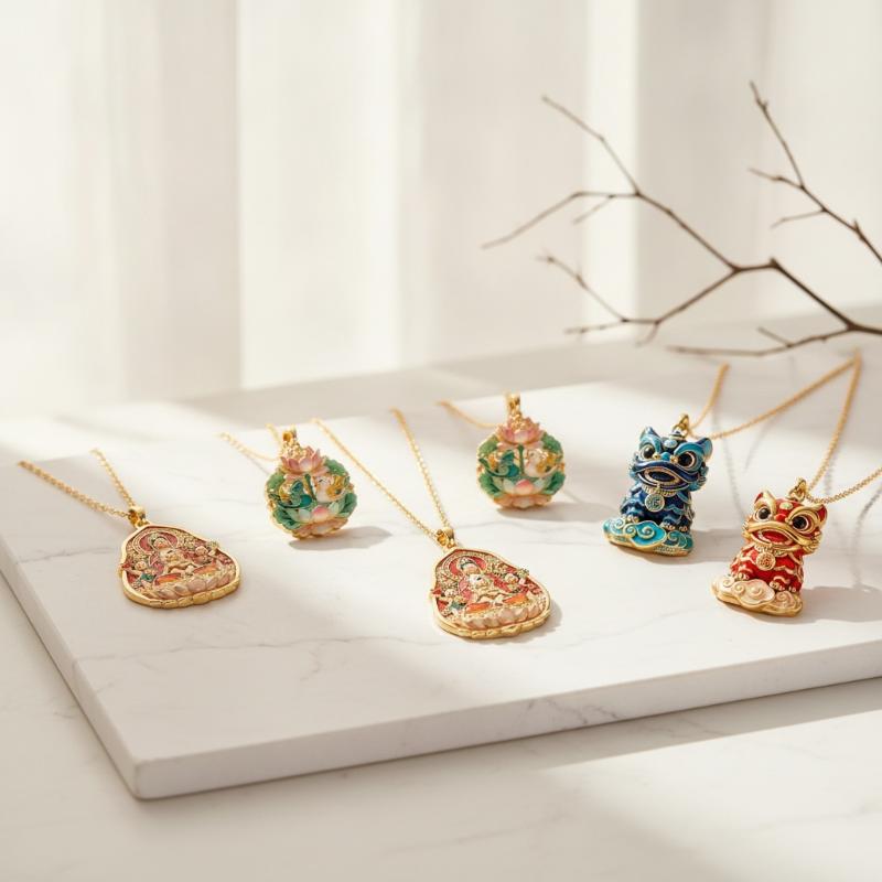 Guanyin Lion Dance Jade Rabbit Mandarin Ducks Pendant Necklace Chinese Modern Aesthetic Jewelry Fashion Gift