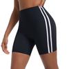 New Striped Fitness Tight Fit High Waisted Peach Three Quarter Pants, Contrasting Colors, Breathable Sports Running Yoga Shorts For Women