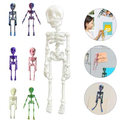 3D Printed Skeleton Refrigerator Magnet Poseable Skeleton Figurine with Movable Joints Articulated Gothic Skeleton Magnetic Fridge Decoration
