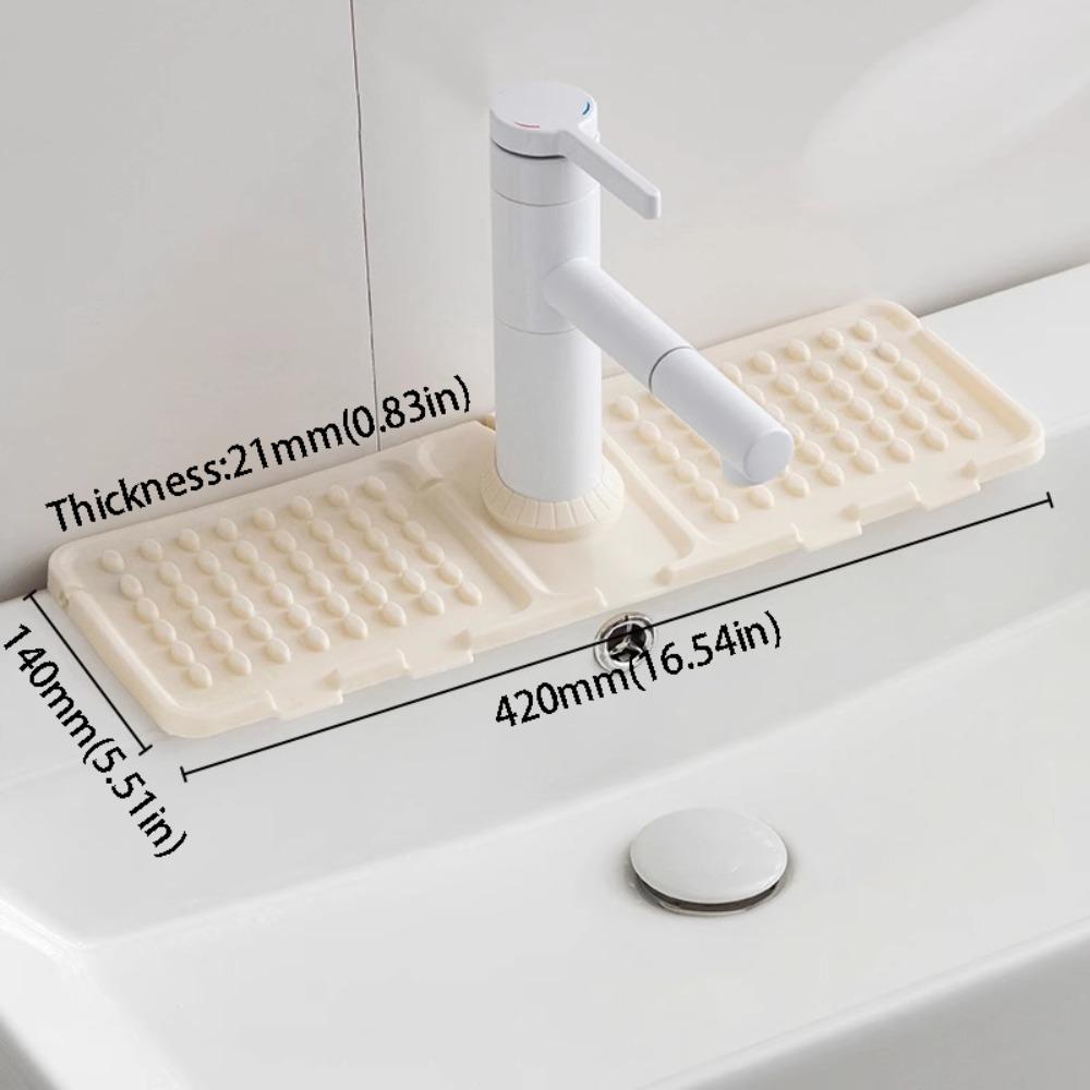 

Silicone Material Kitchen Faucet Barrier Water-absorbing Sink Splash-proof Pad Bathroom Use бежевый