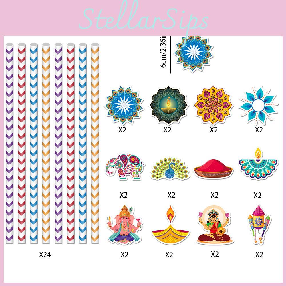 Party Disposable Diwali Paper Straw For Festive Table Setting And Event Decor