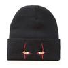 Pennywise Scary Eyes Knitted Hat Warm Overhead Hip Hop Woolen Cap Cozy Earflap Beanie for Men Women Children Halloween Props