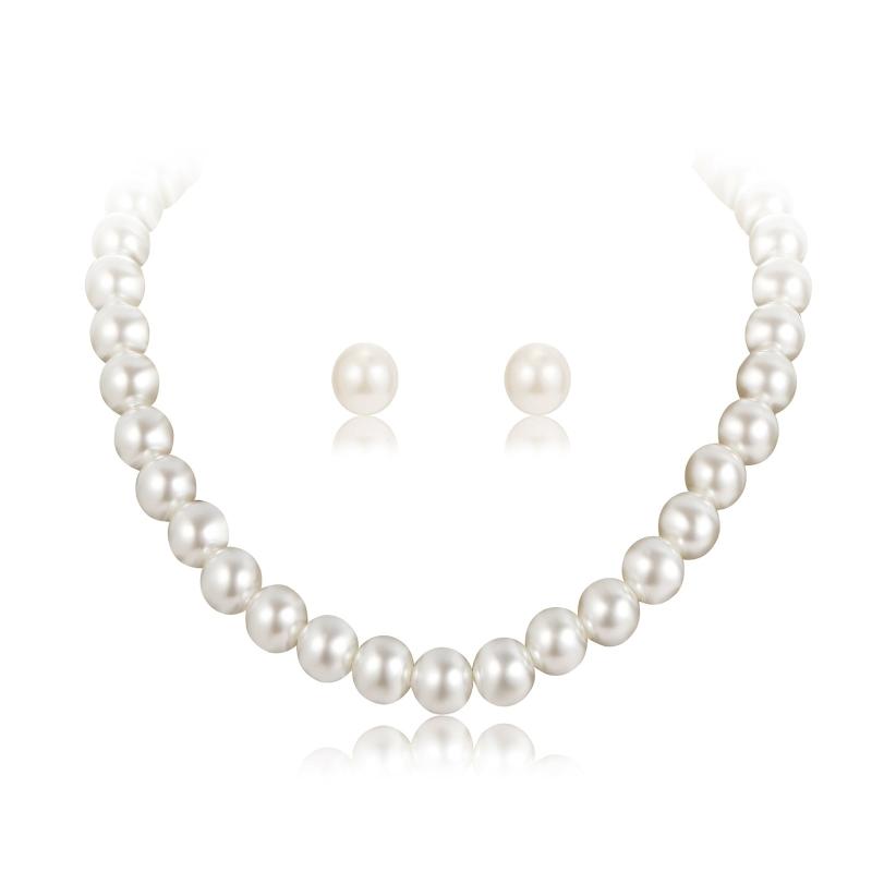 

Hepburn Style White Imitation Pearl Necklace and Earrings Women s Temperament Jewellery Set Birthday Gift for Her 1