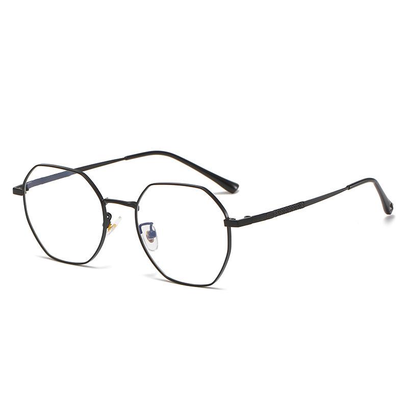 Men's Retro Octagonal Metal Frame Glasses with Anti-Blue Light Lenses