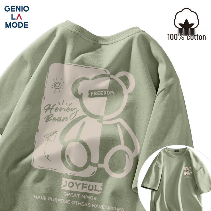 GENIOLAMODE Men's Cotton Bear Print T-Shirt