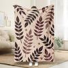 1pc Beige and Brown Leaf Pattern Blanket, Polyester Fabric, Machine Washable, Suitable for Bedroom and Living Room Decoration