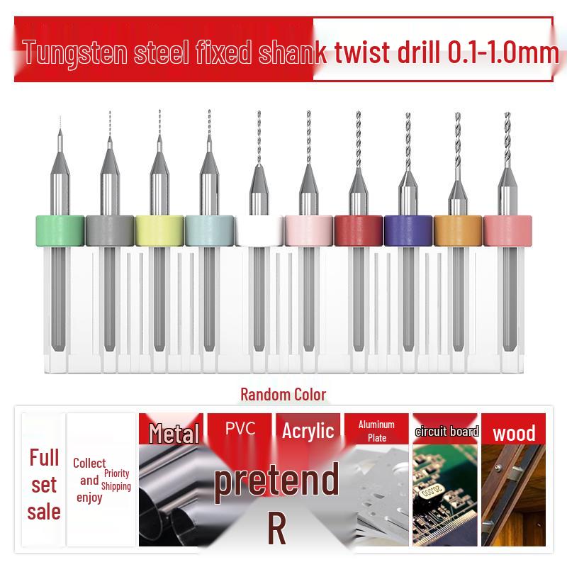 PCB Tungsten Steel Micro Twist Drill Set, 0.2-3.0mm, Fixed Shank