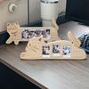 Yousheng Wooden Cat Shape Photo Frame, Rustic Pet Photo Display Frame with Rotatable Tail, Home Office Decorative Picture Holder for 2-inch