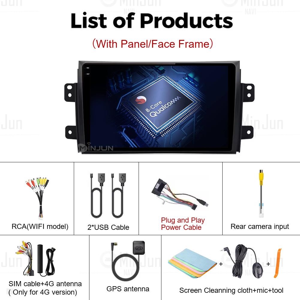 Android 14 Car Radio For Suzuki SX4 2006  2007 2008 2009 2010 - 2014 Qualcomm Wireless Carplay Auto Multimedia Player Navigation