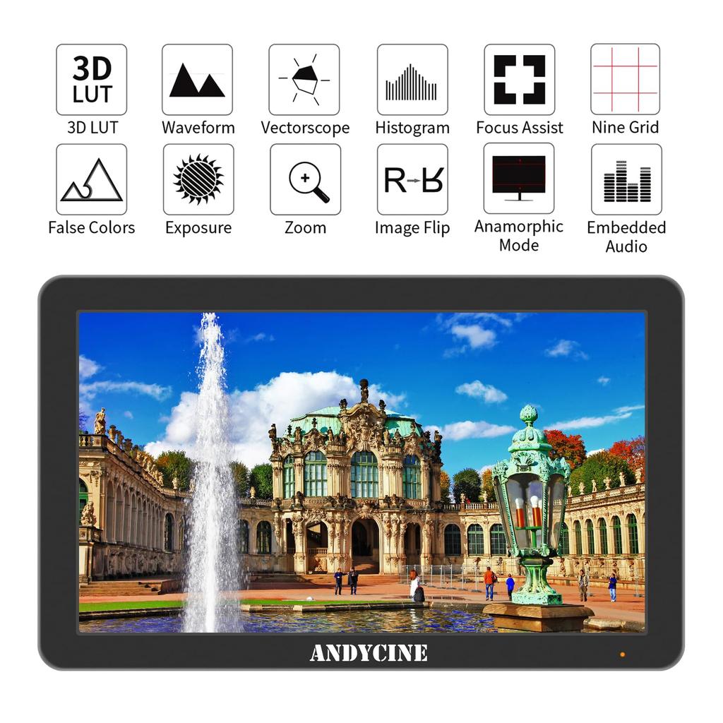 ANDYCINE T6 DSLR Video 1920x1080 Durable Aluminum 4K HDMI Full 3D LUTs Case 6-inch Monitor, Resolution, Shell, On-Camera Monitor, Waveform, (Carry