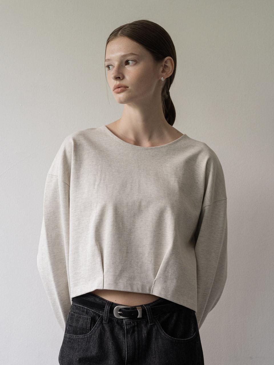 Cluny Crop Cotton Pintuck T-Shirt - Gray Gray/Free