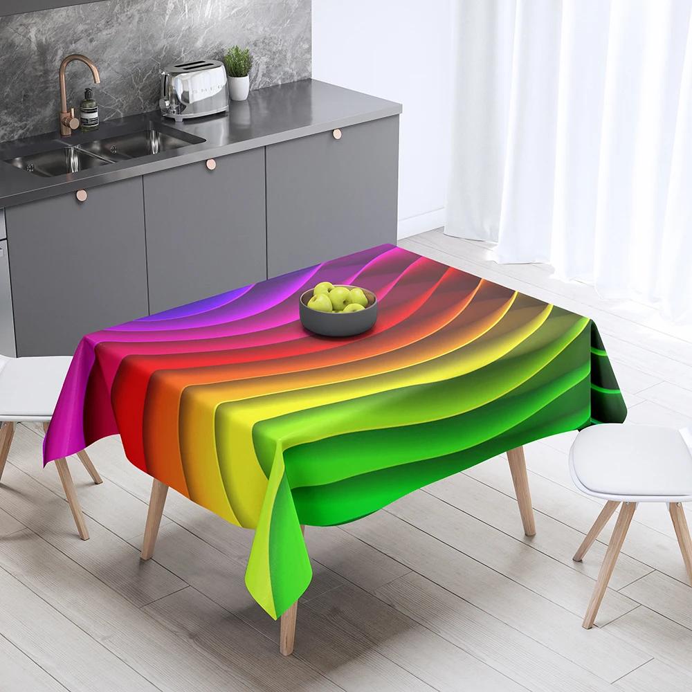 Regenboog Print Patroon Tafelkleed Huisdecoratie Tafel Rechthoekig Feest Vlekbestendig Stofhoes 140x200cm