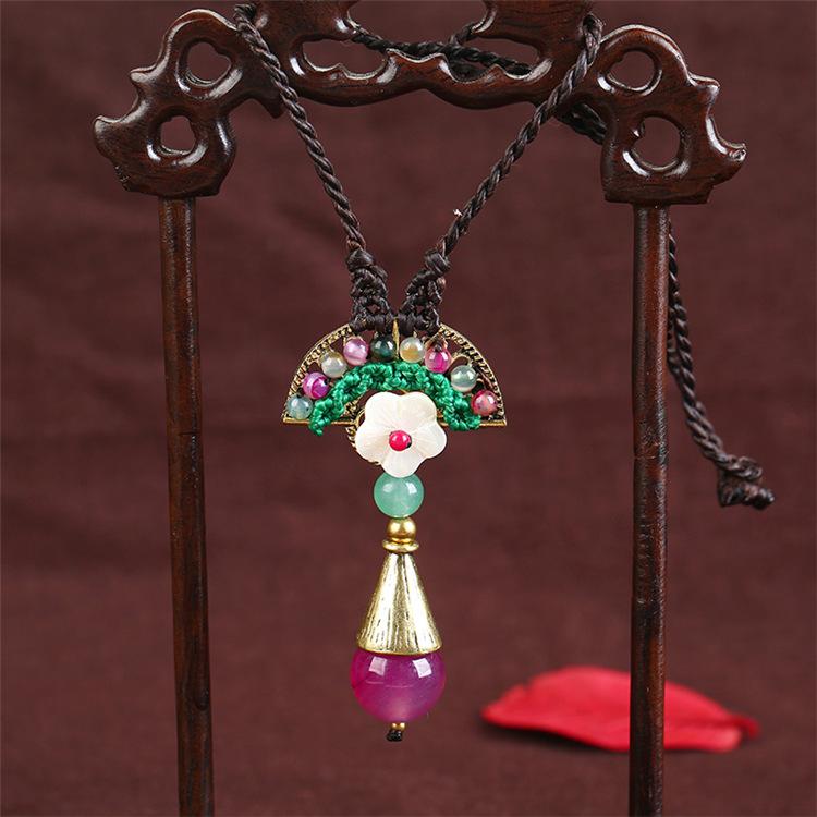 Original Handmade Ethnic Style Agate Short Necklace Femininity Retro Versatile Collarbone Chain Simple Classical Accessories