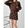 Women's Retro A-Line Plaid Woolen Skirt - Spring/Autumn Short Hip-Hugging Style