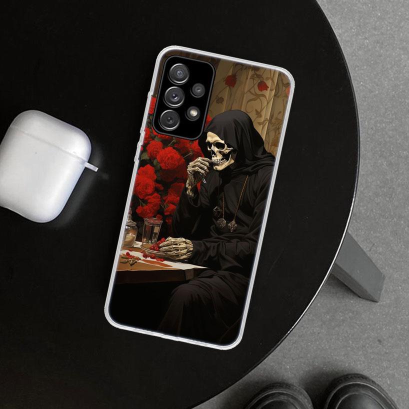 Reaper Skull Skeleton Gun Phone Case Cover for Samsung Galaxy A12 A22 A32 A52 A72 A02S A51 A50S A31 A20S A10S Note 20 Ultra 10 P