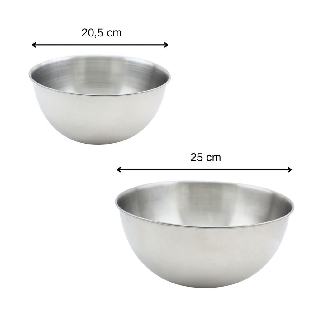 Set of 2 Stainless Steel Mixing Bowls 20.5 and 25 Cm Fackelmann Basic Ref. 9983550