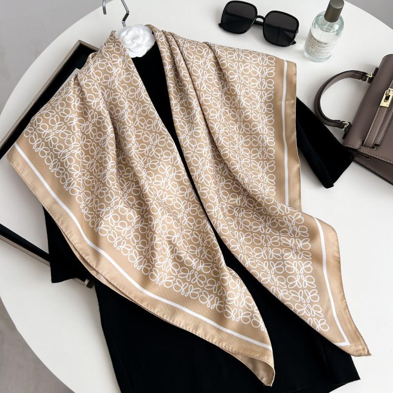 Čiernobiela hodvábna twill šatka so zvieracím vzorom - 90x90CM Jesenný/Zimný šál pre ženy
