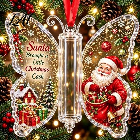 Decorative Ornaments for Parties Butterfly Cash Gift Ornament Christmas Money Holder Hanging Decor with Holiday Decorations Festive Print,