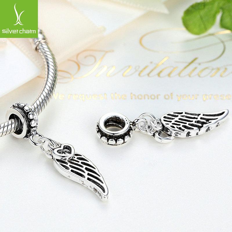 Europäisches und amerikanisches DIY Perlenarmband mit tibetsilberfarbenem Flügel-Herz-Anhänger (PA5296)