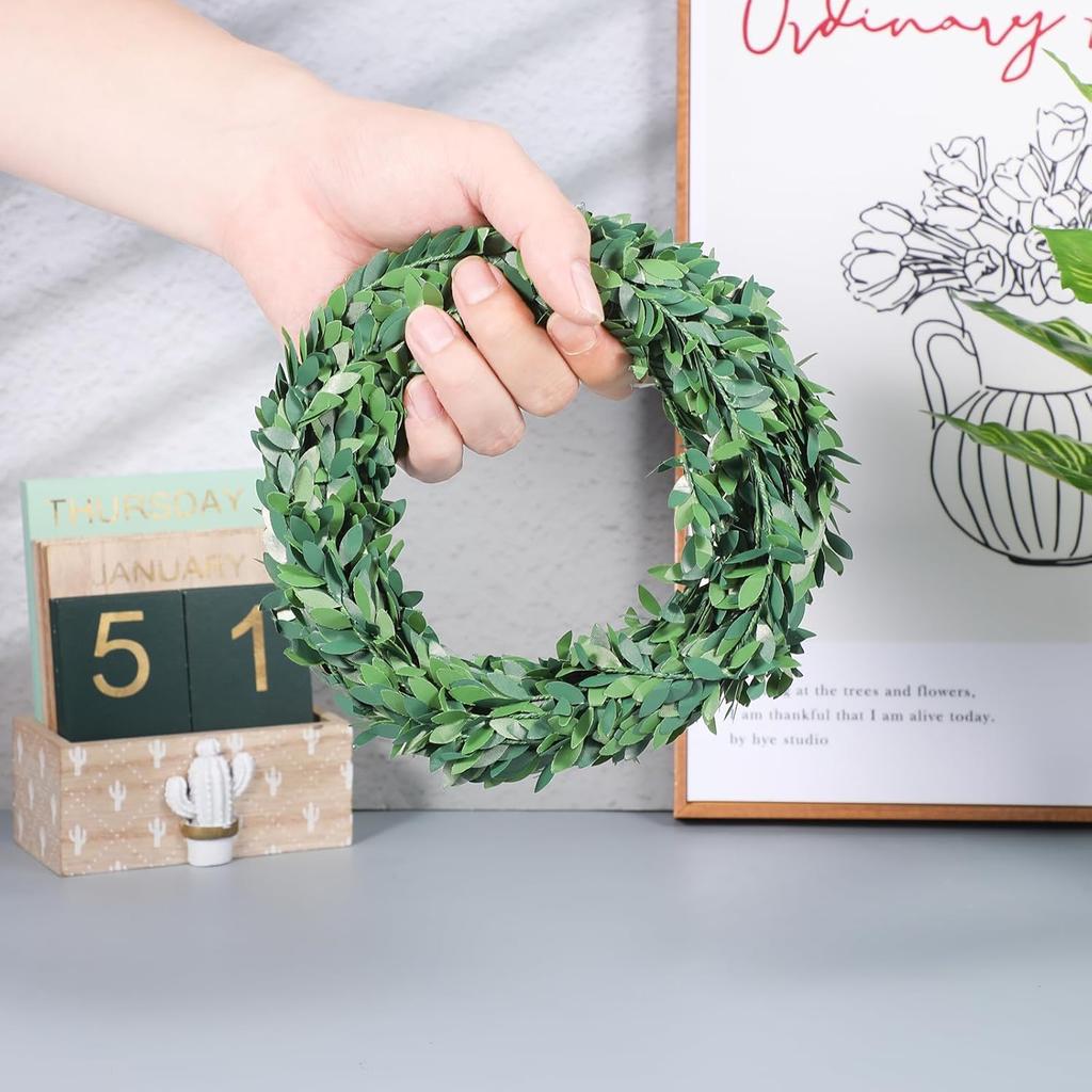 24.6 FT Artificial Green Vines for Decoration Mini Leaf Garland Green Vines Yards Fake Vine Garland Vine Ribbon Wreath Accessory Ivy Garlands for
