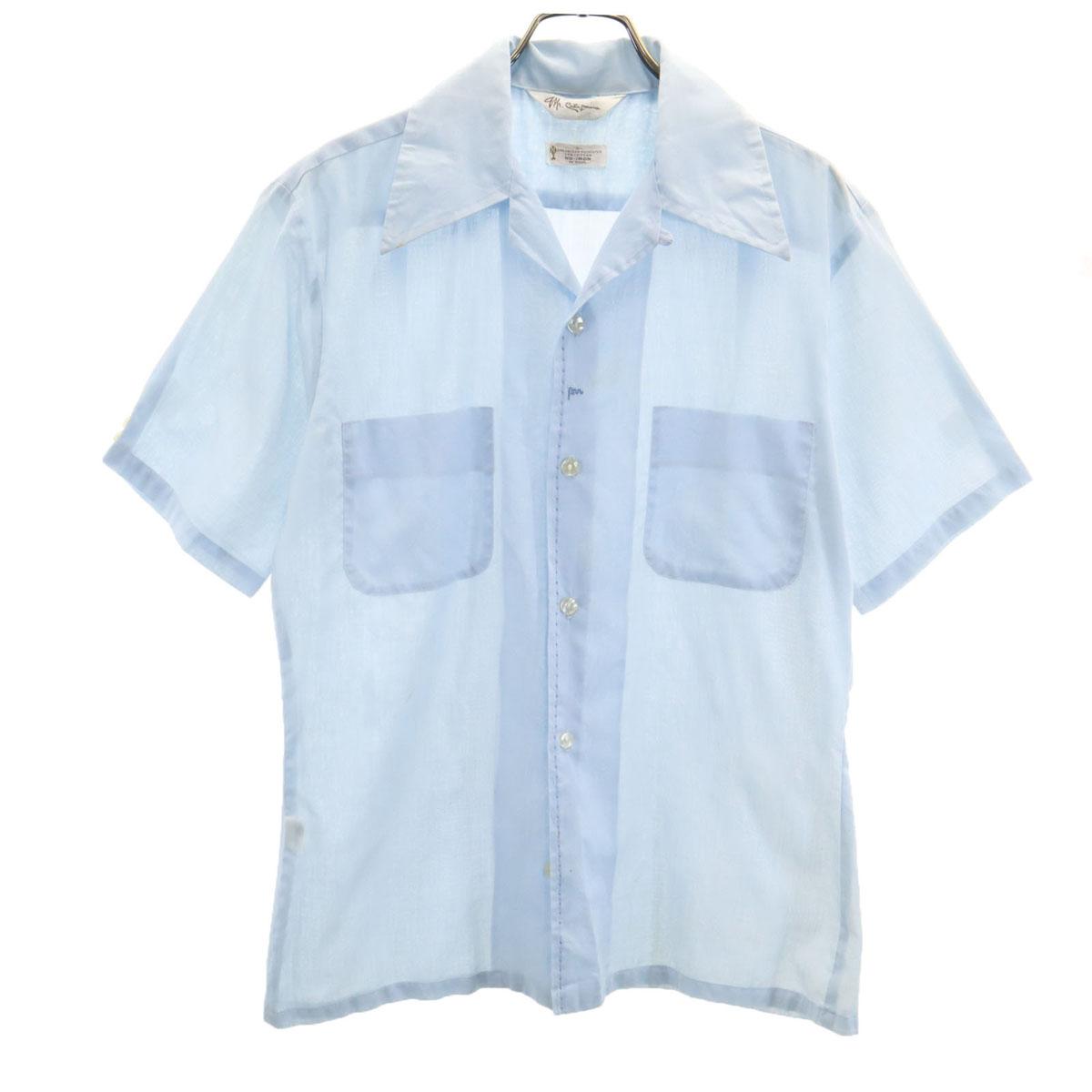 

WR. Калифорния 70-х винтажная Рубашка с коротким рукавом и открытым воротником S светло-голубая Мужская Б/У