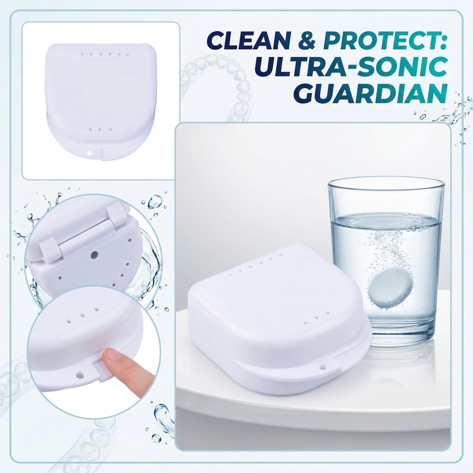 

Portable Denture Cleaning Case Ultrasonic Denture Cleaner Box for Denture Storage and Cleaning Compact Design for Travel and Home Use one size белый