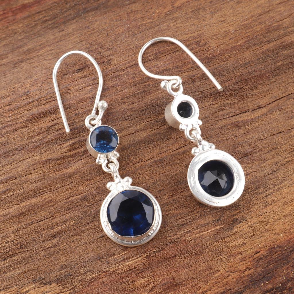 London Blue Topaz Gemstone 925 Solid Silver Handmade Jewelry Engagement Earrings EE-160-5