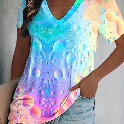 T-shirt Estiva da Donna 2024 T-shirt con Stampa Floreale 3D Magliette alla Moda da Donna T-shirt da Ragazza Oversize Nuovi Top con Motivo Floreale