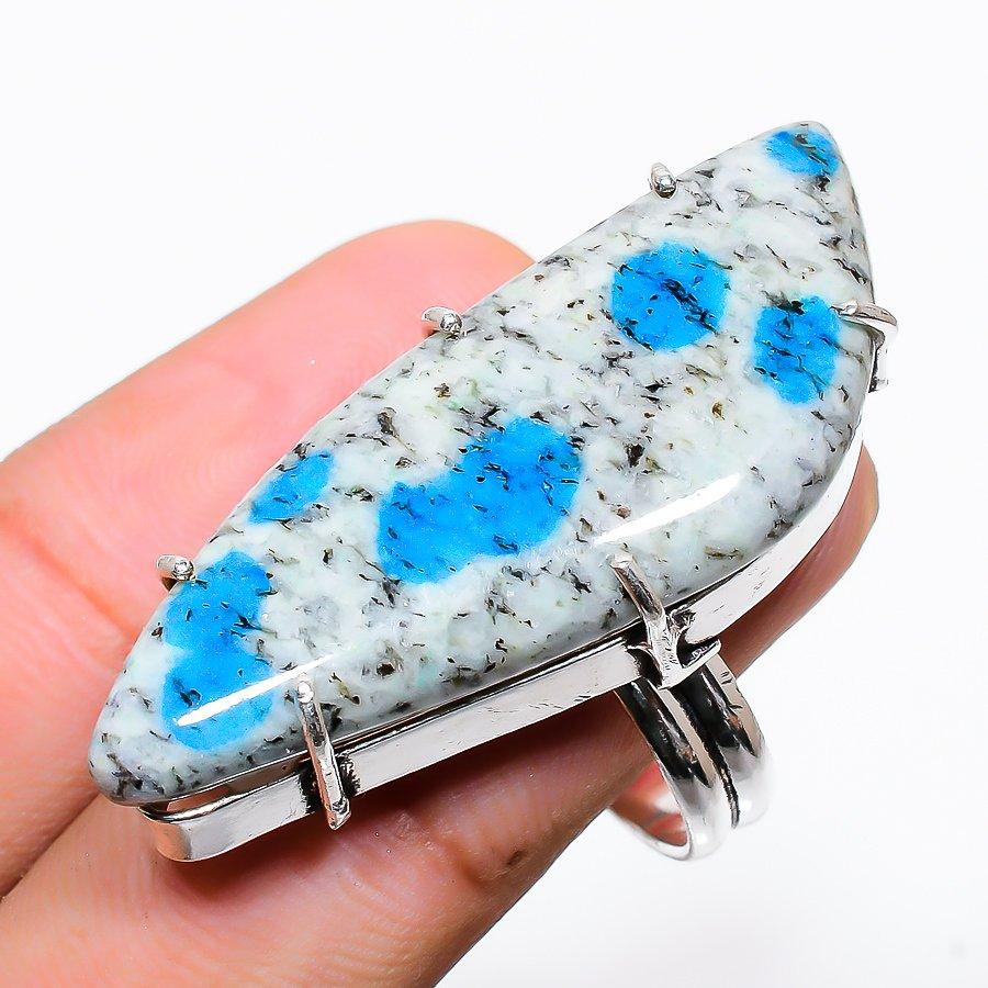 

Natural K2 Blue Azurite Gemstone 925 Sterling Silver Gift Ring Size 9 p5O81