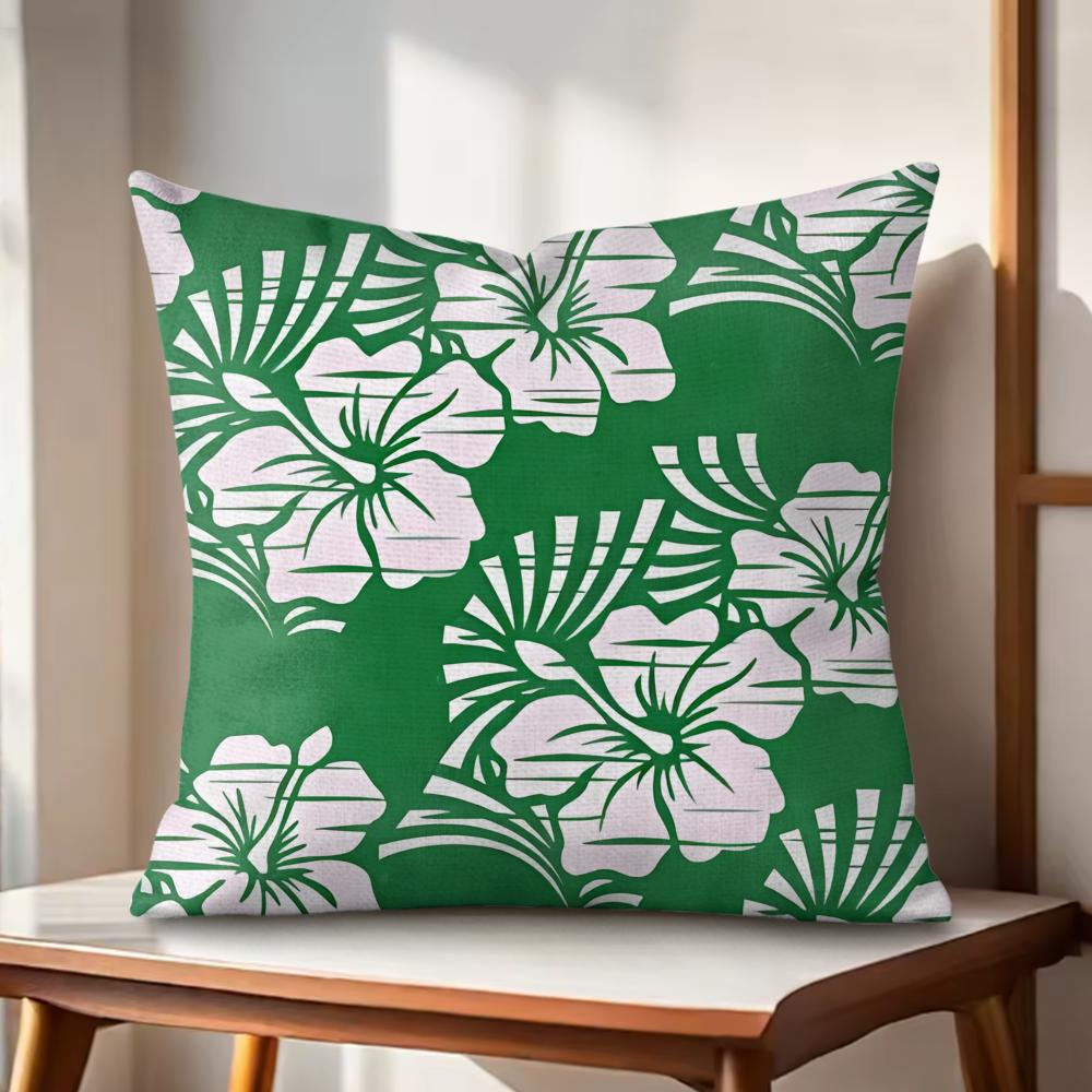 Hawaiian Flowers Cushion Cover Natural Linen Organic Fabric DoubleSided Printing Couch Pillow Covers Home Decor