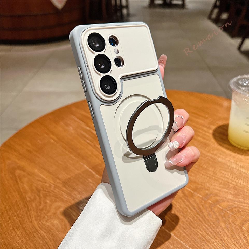 Matte Magnetic Stand Phone Case for Samsung Galaxy S26 Ultra S26 Plus Official Len Camera Protector Cover