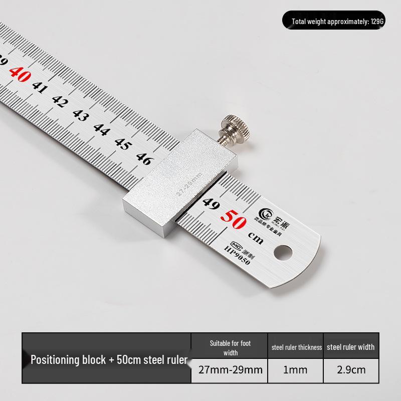 Adjustable Steel Ruler Block: Movable Positioning & Marking Guide