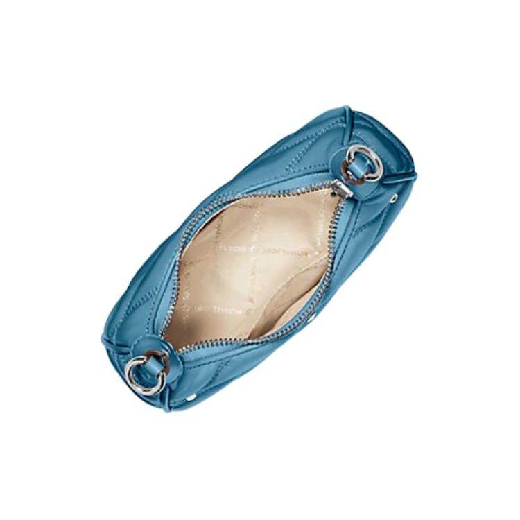 Michael Kors Quilted Design Silver Hardware Accessory Polyurethane Blend Handheld Crossbody Shoulder Bag Women Bags Blue 35H3S4CC5UTEAL