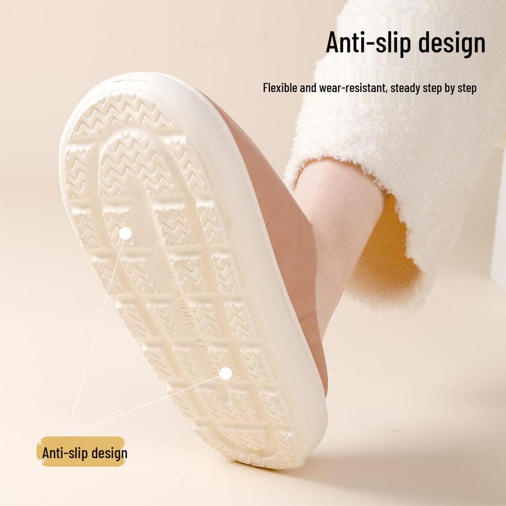 Winter Waterproof Non-slip Indoor/Outdoor Cotton Slippers for Men and Women - Plush, Warm, and Cozy.
