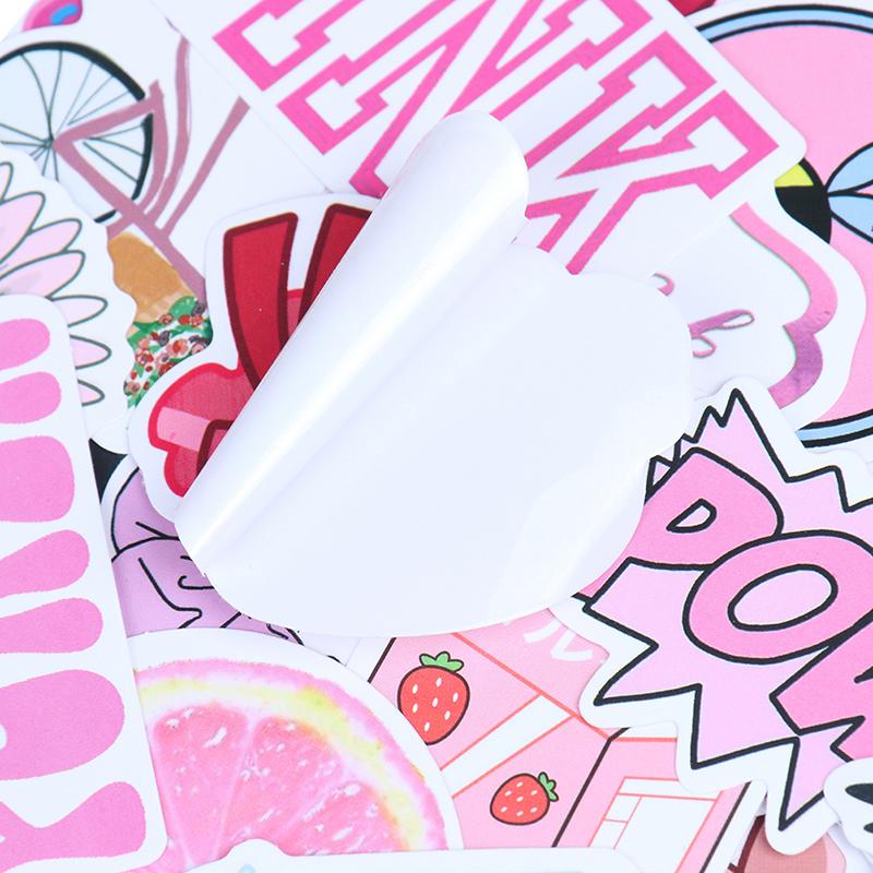 50 ცალი მულტფილმი ვარდისფერი გოგონების სტიკერები წვრილმანი ჩემოდანი ლეპტოპ გიტარა ველოსიპედის მანქანის ტრიალებს