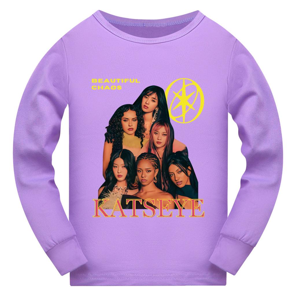 5346 Mädchen Kinder KATSEYE Print Rundhals Langarm T-Shirt