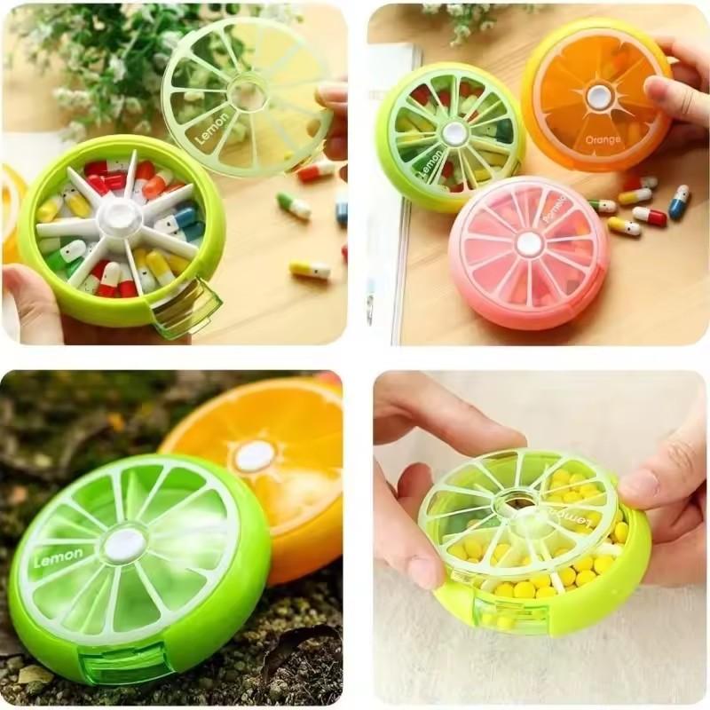 1pc Portable Pill Box Weekly Rotating Split Fruit Points Drug Carry With You Mini Medicine Boxs Medicine Travel Pillbox