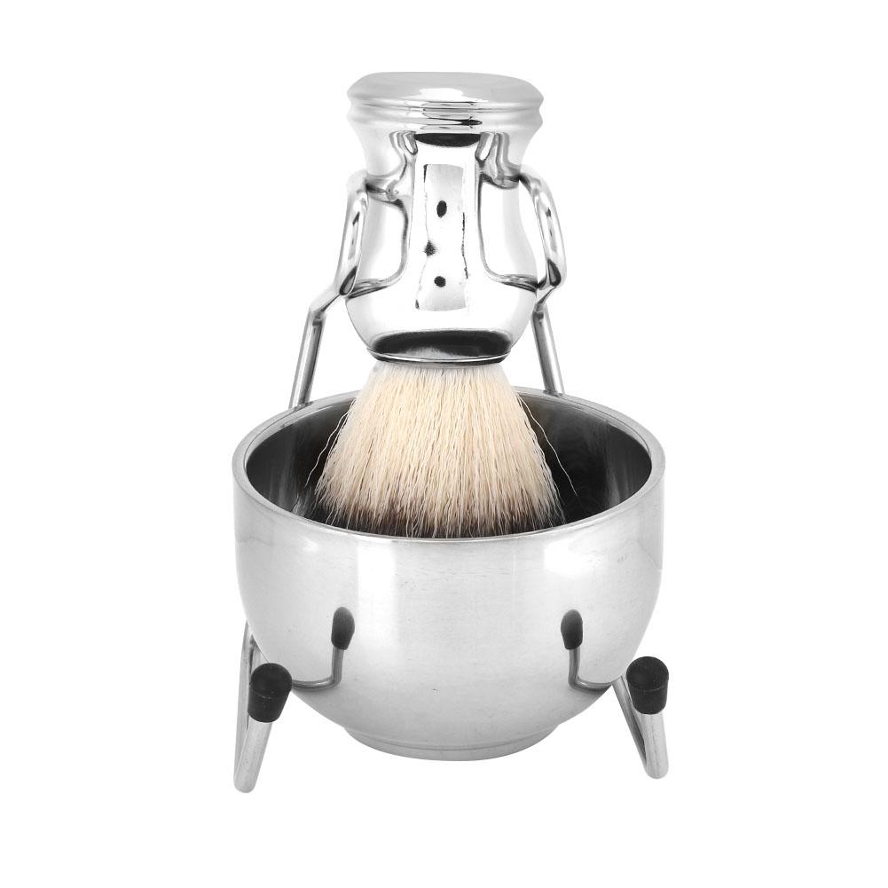 Stainless Steel Shaving Brush Beard Brush Holder Stand Soap Bowl Shaving Tool Set38092