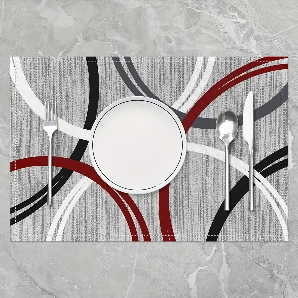 1PC Abstract Geometric Red Black White Place Mats - Dining Room, and Restaurant - Home Supplies 1PC 30X45cm