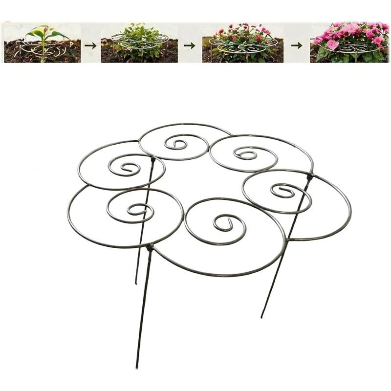 Anneau de Support Métallique pour Plantes de Jardin, Cage Robuste pour Pivoines Dahlias, Support à Fleurs Empilable pour Plantes d'Intérieur et d'Extérieur, Anneau Décoratif à Traverser
