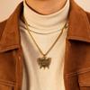 Opk Jewelry Vintage Titanium Steel Michael Sword Shield Pendant Angel Wings Cross Necklace