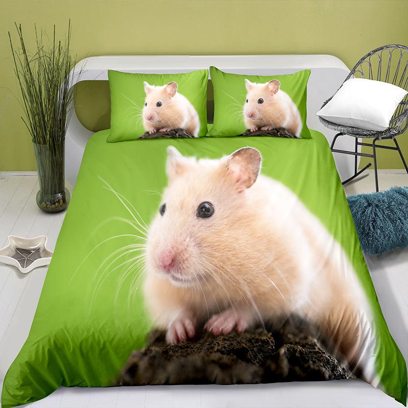 Cute Hamster Bedding Set Single Twin Full Queen King Size Pet Hamster Bed Set Aldult Kid Bedroom Duvetcover Sets 3D Anime 037