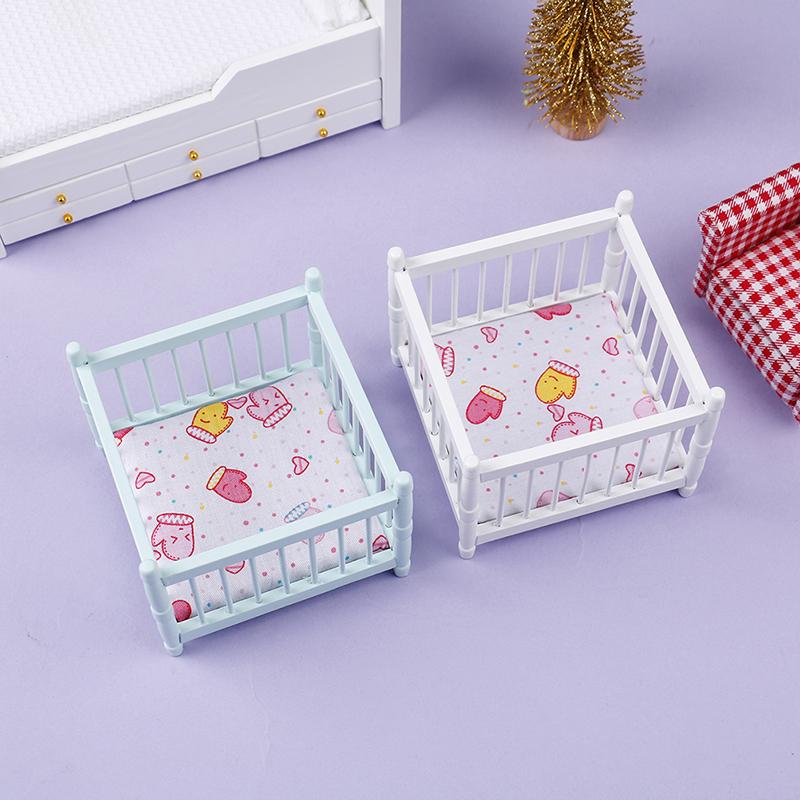 1:12 Dollhouse Miniature Baby Bed Wooden Cradle Nursery Room Furniture Model
