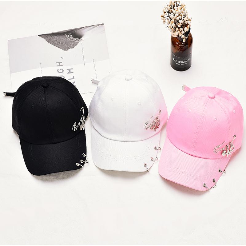 Women's Fashion Three Ring Pins Hip Hop Baseball Hat Star Pendant Dress Summer Sunshade Hat Street Dance Hat Sports Caps