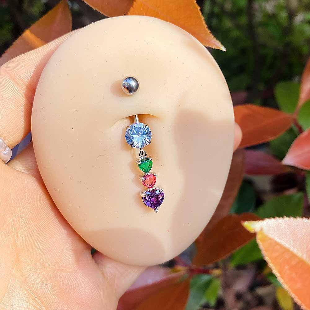 1 Stück Edelstahl-Nabelnagel, Pfirsichherz-Schmetterling, Liebesanhänger, Nabelring-Punktur-Accessoire