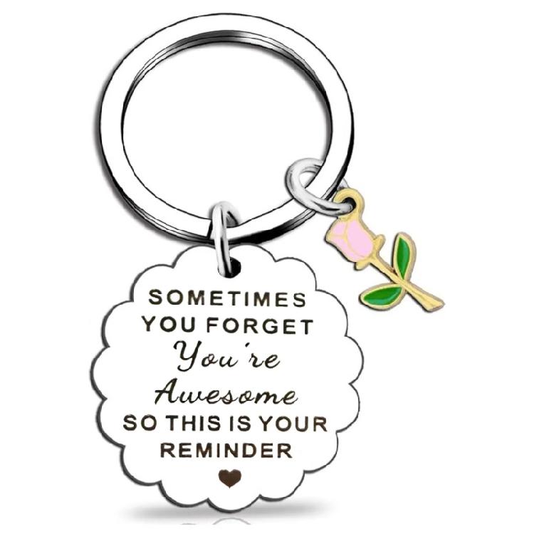 Stainless Steel Polished Floral Keyring Creative Lightweight Portable Friendship Keychain Birthday Gift for Sister