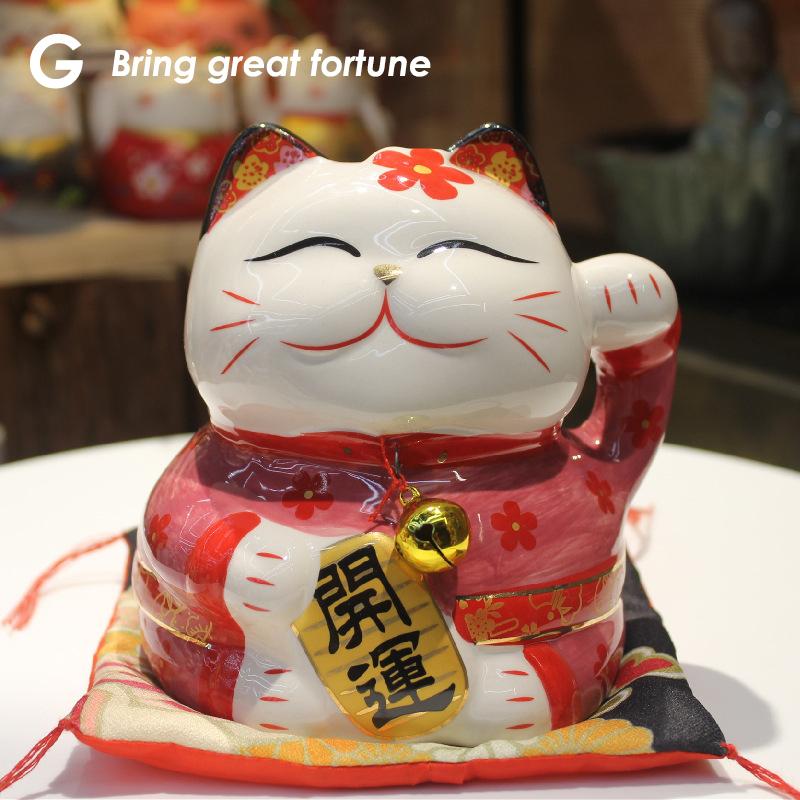 

5,5-дюймовый керамический Манеки-неко, украшение, удача, кошка, фэн-шуй, украшение, фигурка, копилка, копилка с подставкой под приборы