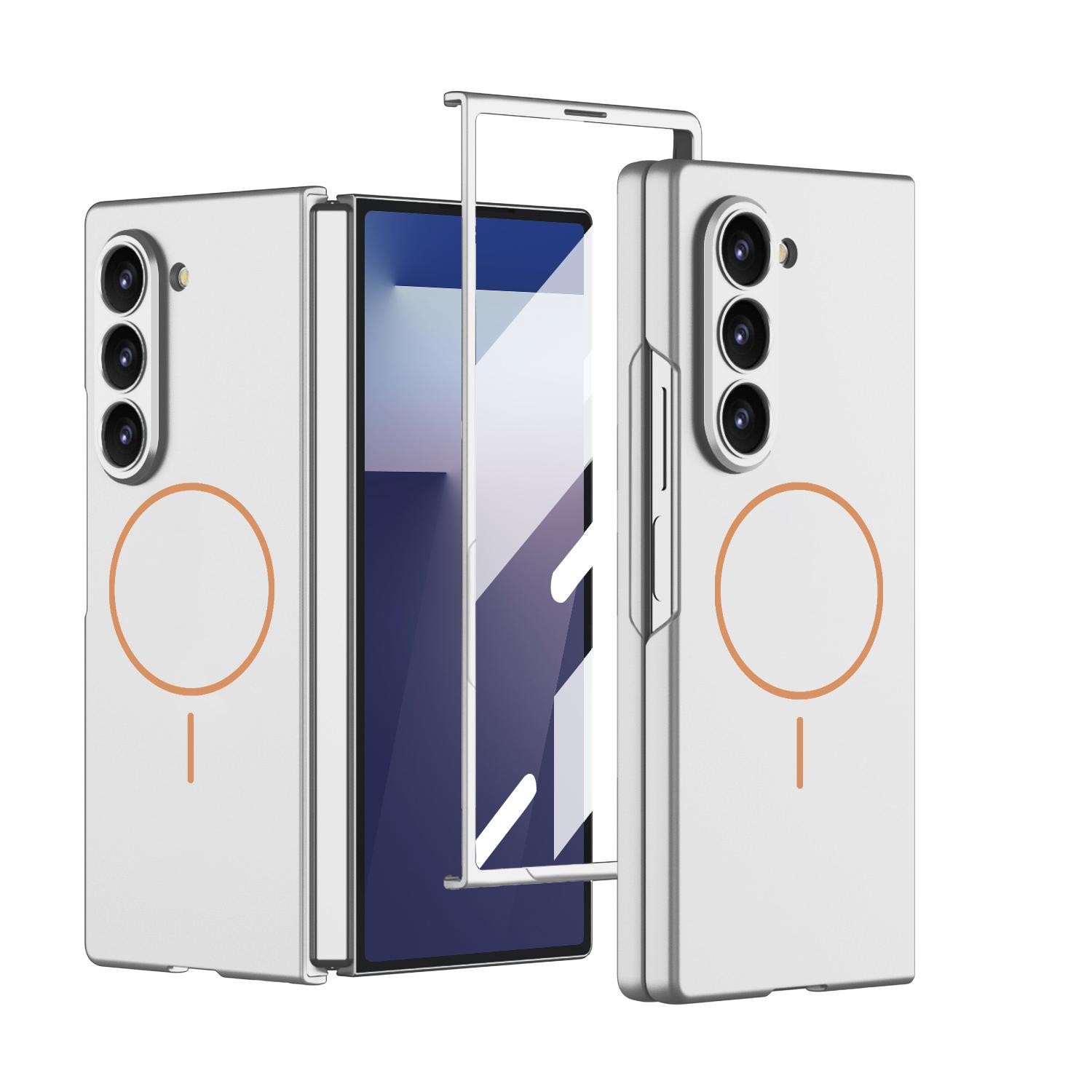 

Ультратонкий магнитный чехол для Samsung Galaxy Z Fold7 с защитным стеклом для экрана Galaxy Z Fold7 серебряный