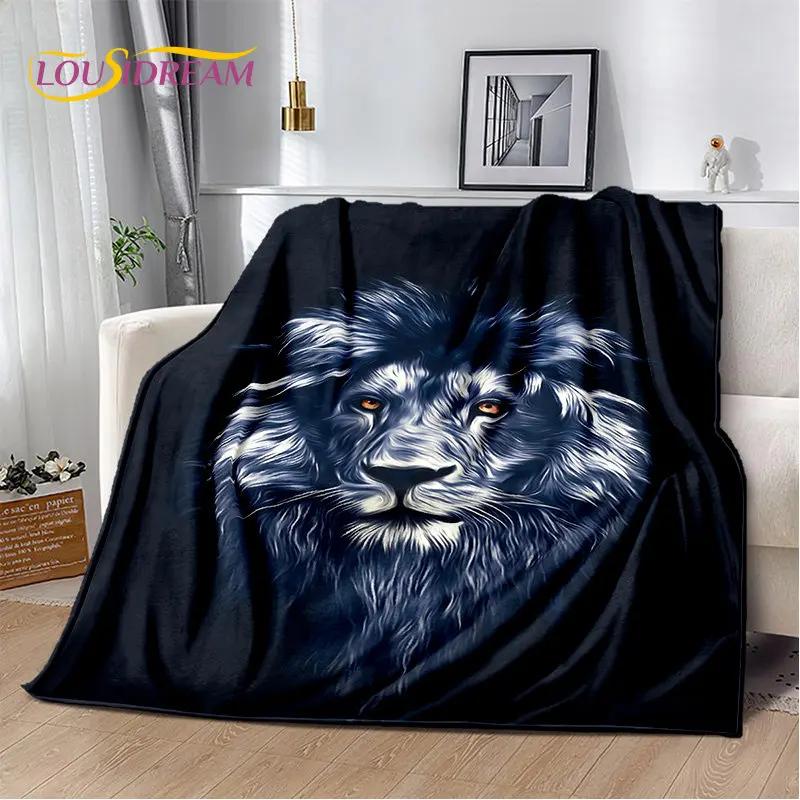 3D-Cartoon-Tiger, Wolf, Löwe, Leopard, Tier, Plüschdecke, Flanelldecke, Überwurf, Decke für Wohnzimmer, Schlafzimmer, Bett, Sofa, Picknick