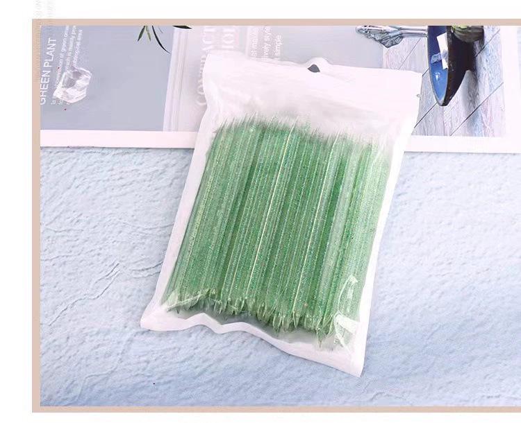 Multicolor Crystal Stick Manicure Dotting Tool Set (100-Pack) - Plastic Orange Wood Cuticle Remover